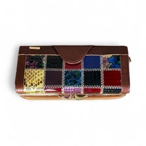 QianXilu Genuine Leather Patchwork Wallet – Multi-Color Retro Clutch